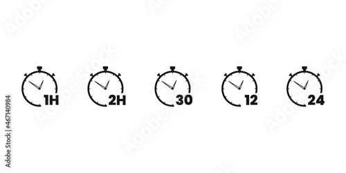 Time Clock Stopwatch Icon vector Line on white background image for web, presentation, logo, Icon Symbol. 