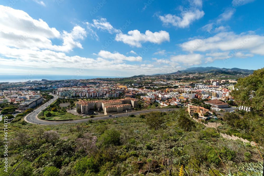 View of the city La Laguna and the coast of the island Tenerife. Canary Islands.