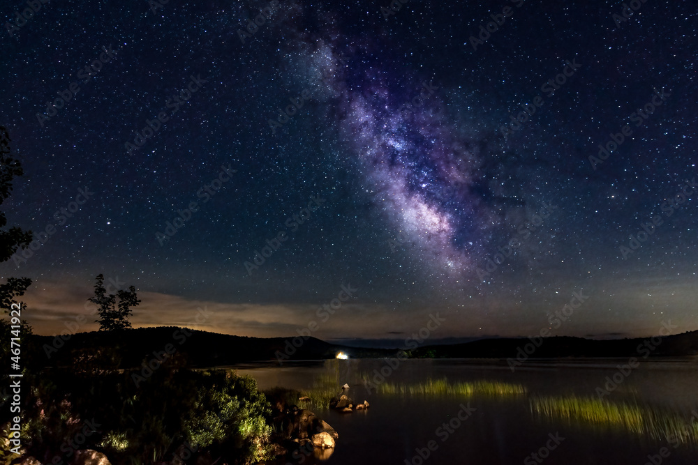 Milky Way over Big Moose Lake in Adirondacks New York