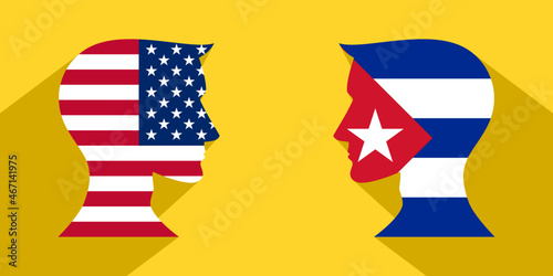 face to face concept. usa vs cuba. vector illustration