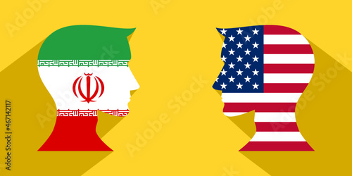 face to face concept. usa vs iran. vector illustration