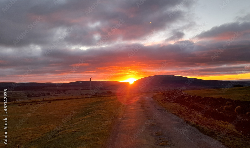 Sunset in the hills Ireland