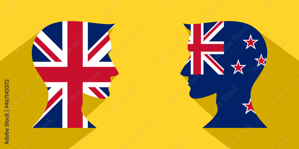 face to face concept. british vs new zealand. vector illustration 