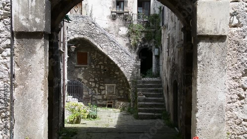 interior of the ancient village of Santo Stefano di Sessanio, old stone houses, Abruzzo, Italy photo