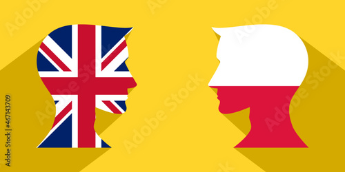 face to face concept. british vs poland. vector illustration 