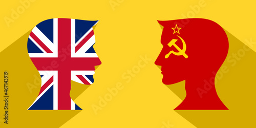 face to face concept. british vs soviet union. vector illustration 