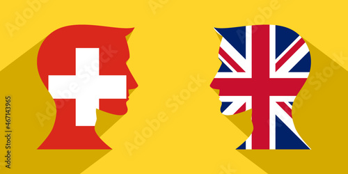 face to face concept. british vs switzerland. vector illustration 
