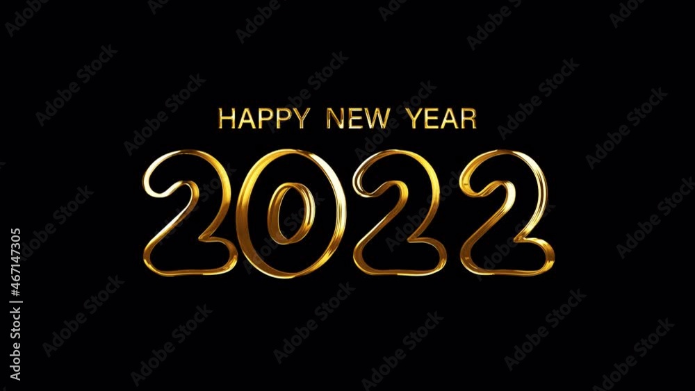 HAPPY NEW YEAR 2022 golden text banner loop animation isolated word on black background using QuickTime Alpha Channel ProRes 4444.4K 3D rendering seamless loop HAPPY NEW YEAR 2022 word isolate effect HAPPY NEW YEAR 2022 golden text banner loop animation isolated word on black background using QuickTime Alpha Channel ProRes 4444.4K 3D rendering seamless loop HAPPY NEW YEAR 2022 word isolate effect