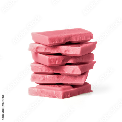 stack of red, pink chocolate isolated