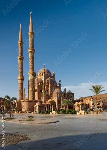 Muslim mosque at sunset in the Egyptian city of Sharm Elsheikh
