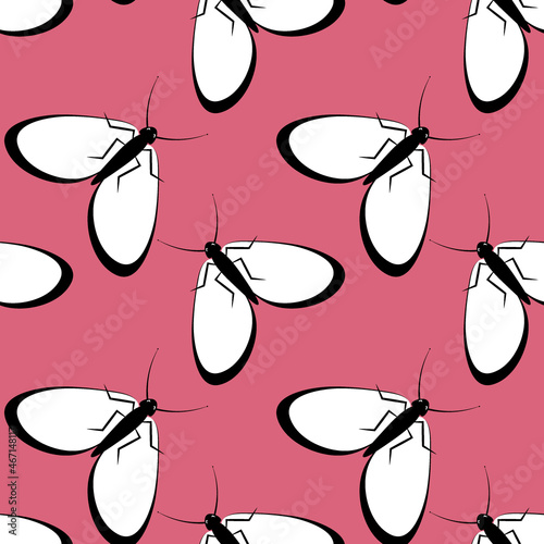 Illustration on a square background - stylized moths - graphics. Summer, insects, unbearable ease of life