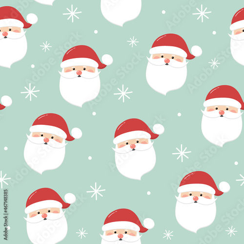 Christmas pattern with funny Santa Claus. Vector