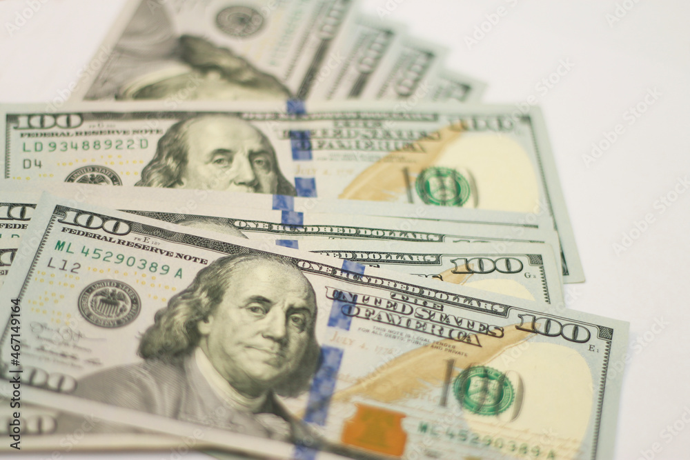 Stacks of paper 100 dollars USA on the white background Stacks of paper 100 dollars USA on the white background