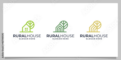 collection of country house logos with flat and abstract models. photo