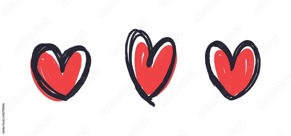 Doodle heart set. Hand drawn collection of hearts. Love symbol grungy sketches. Doodle heart set. Hand drawn collection of hearts. Love symbol grungy sketches.