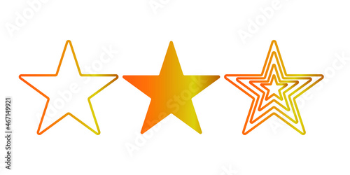 Vectorized icons of stars in different formats with gradient  fill and stroke.