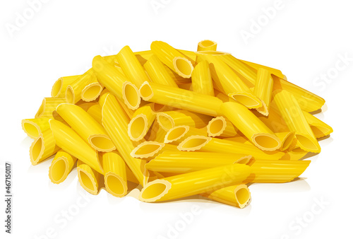 Hill of pasta. Macaroni. Traditional italian food, Isolated on white background. Eps10 vector illustration.