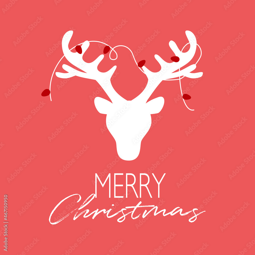 Silhouette of reindeer head in flat design. Merry Christmas festival celebration concept vector. Season greetings. Silhouette of reindeer head in flat design. Merry Christmas festival celebration concept vector. Season greetings.