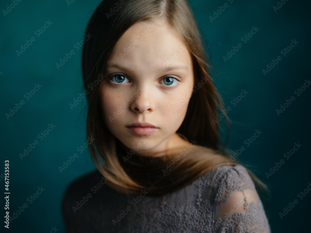 cute girl emotions depression green background cute girl emotions depression green background