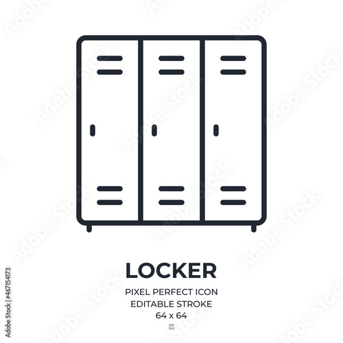 Locker editable stroke outline icon isolated on white background flat vector illustration. Pixel perfect. 64 x 64.