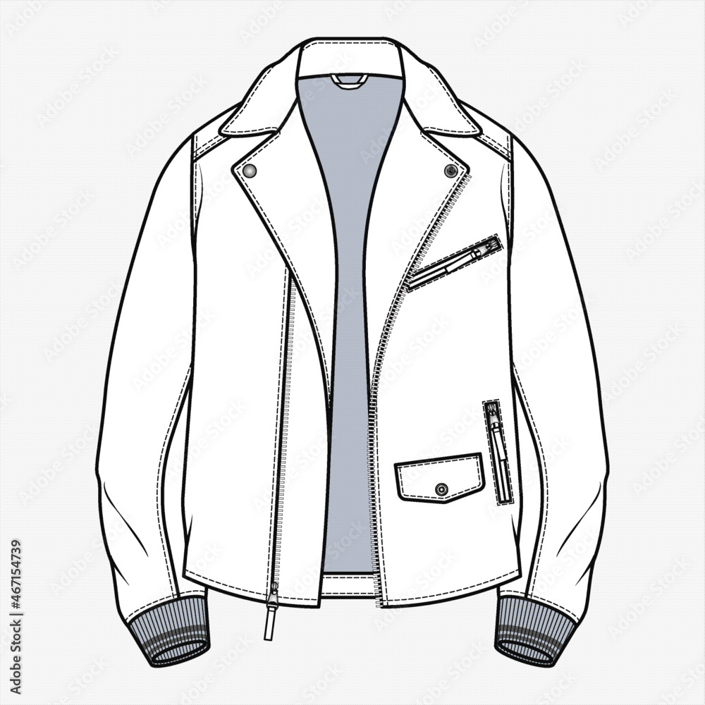 Jacket vector , Menswear, Jacket Fashion Flat SketchTemplate, Unisex ...