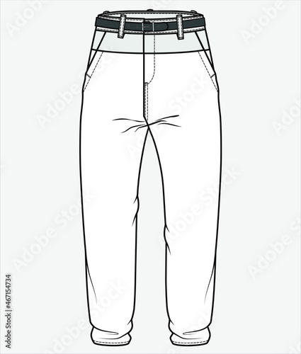 PANTS flat sketch template, Mens trousers design. Men's clothing, Pants vector, Casual wear