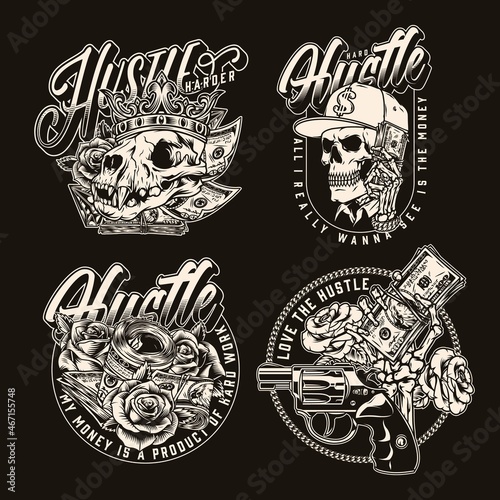 Money monochrome vintage badges