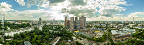Photography panorama from a drone on a residential area of Moscow