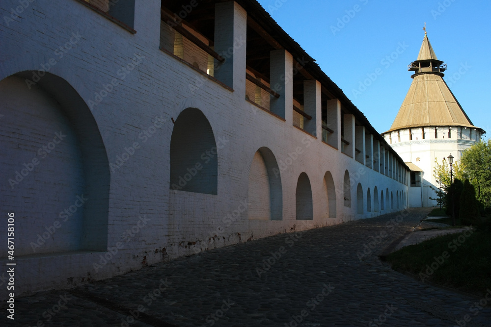 The white walls and towers of the Astrakhan Kremlin