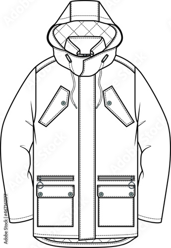 JACKET vector, OUTER Fashion technical drawings flat Sketches vector template