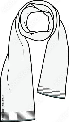 Scarf vector drawing, clothing accessories, Tie vector, illustration, icon, knitting scarf flat sketch