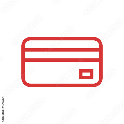 Credit card vector icon. Red symbol