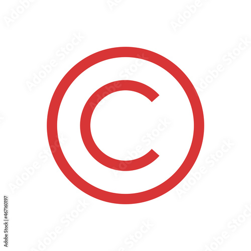 Copyright vector icon. Red symbol