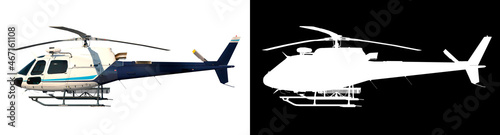 Helicopter 2- Lateral view white background alpha png 3D Rendering Ilustracion 3D	