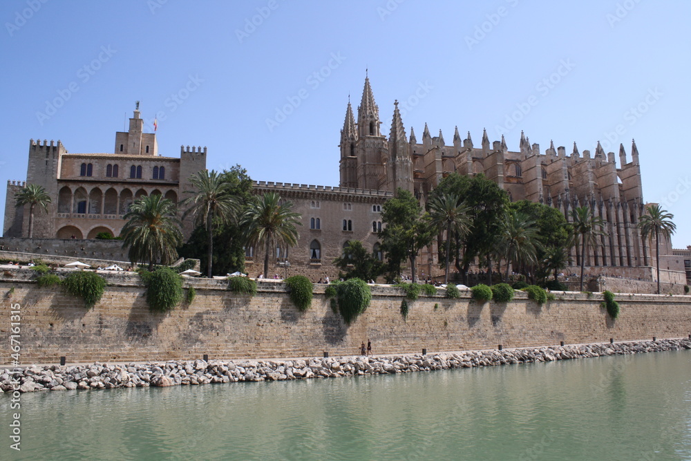 parts of ancient gothic cathedral buildings in spain