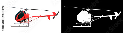 Ultra Light Helicopter 1- Lateral view white background alpha png 3D Rendering Ilustracion 3D 