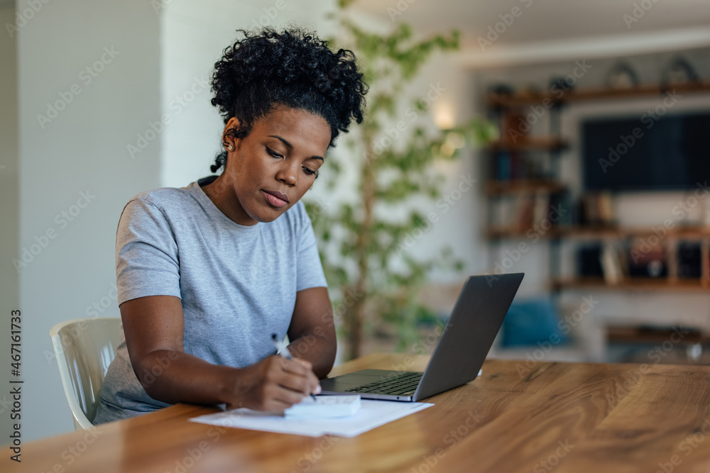Fototapeta premium Hardworking adult woman, living a signature on contract