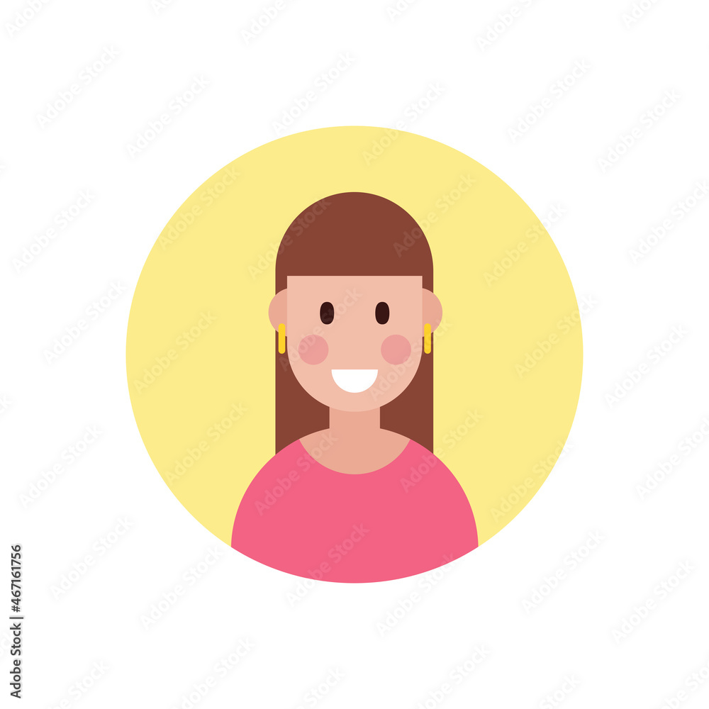 Avatar icon in circle. Female sign. Vector illustration.