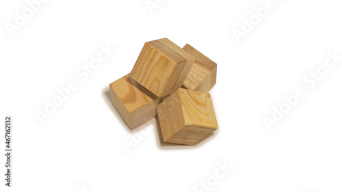 stack of blocks, pyramid of wooden cubes, cube on a white background, isolate