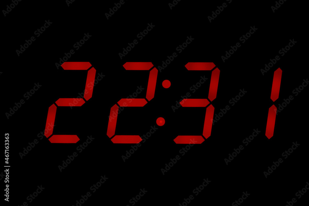 eighties red classic alarm clock display numbers reproduction from real photos and isolated on black overlay eighties red classic alarm clock display numbers reproduction from real photos and isolated on black overlay