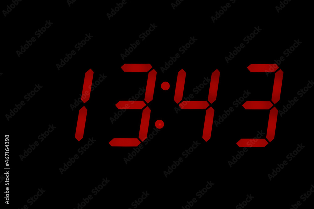 eighties red classic alarm clock display numbers reproduction from real photos and isolated on black overlay eighties red classic alarm clock display numbers reproduction from real photos and isolated on black overlay