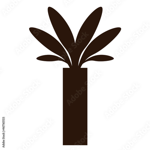 Minimalist Indoor Plant Silhouette - Amazing flat vector illustration of an indoor plant on a long vase suitable for clip art, website, apps, icon, sign, design assets, and illustration in general