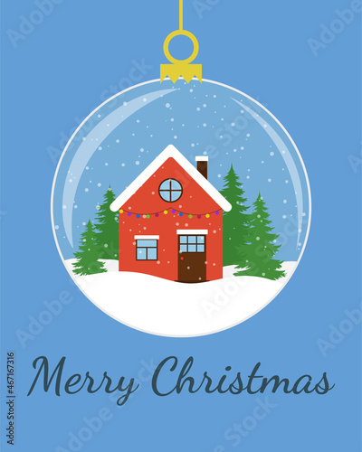 Merry Christmas greeting card. Vector illustration.