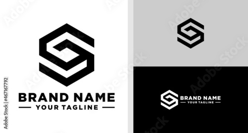 SG LOGO MONOGRAM LINE LUXURY HEXAGON EDITABLE