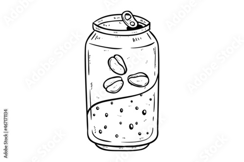 hand drawing coffee drink in the can