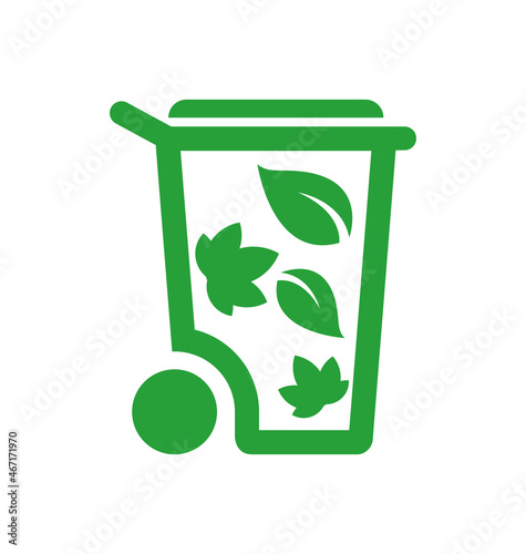 simple green garden waste bin outline symbol icon
