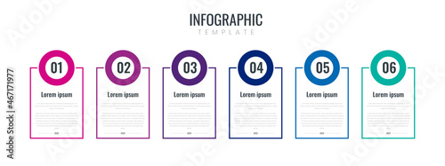 Vector Infographic thin line design with icons and 6 options or steps. Infographics for business concept. Can be used for presentations banner, workflow layout, process diagram, flow chart, info graph