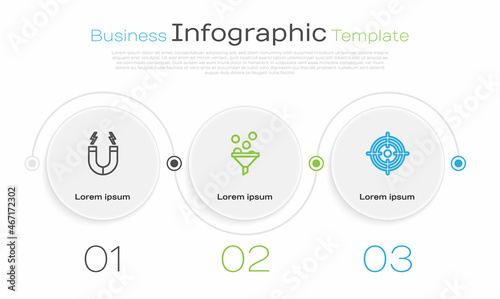 Set line Magnet, Lead management and Target. Business infographic template. Vector