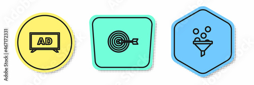 Set line Advertising, Target and Lead management. Colored shapes. Vector