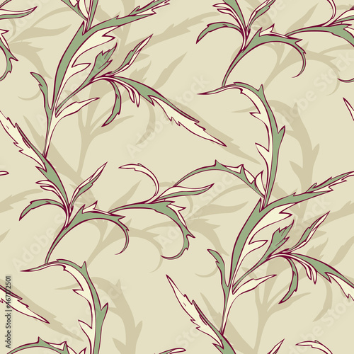 Leaves Seamless Pattern. Hand Drawn Floral Background.